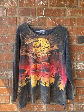 Happy Halloween womens Long-Sleeve Tee - Black & Orange